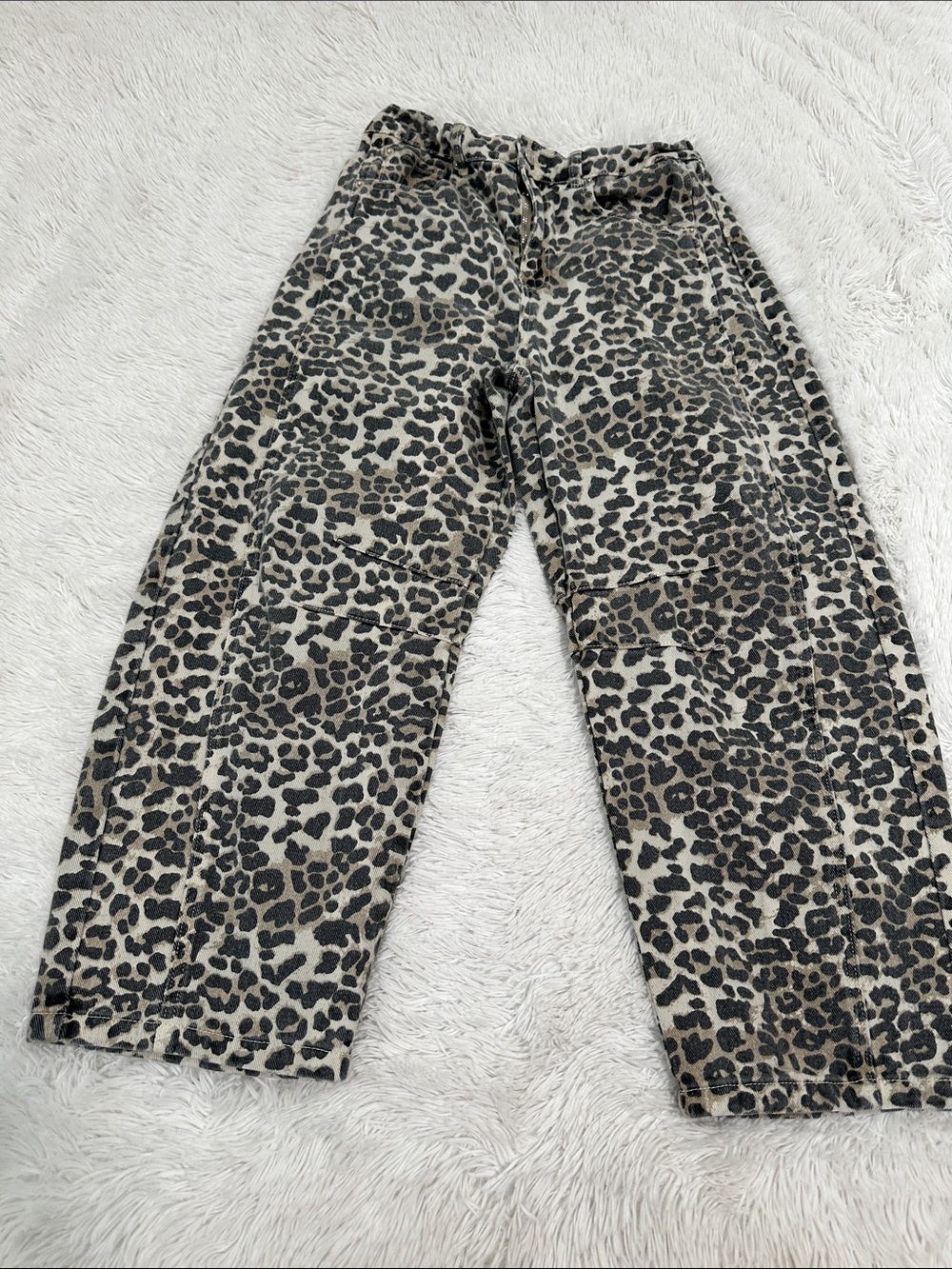 bohme Leopard Print Wide Leg Jeans in Black and Tan